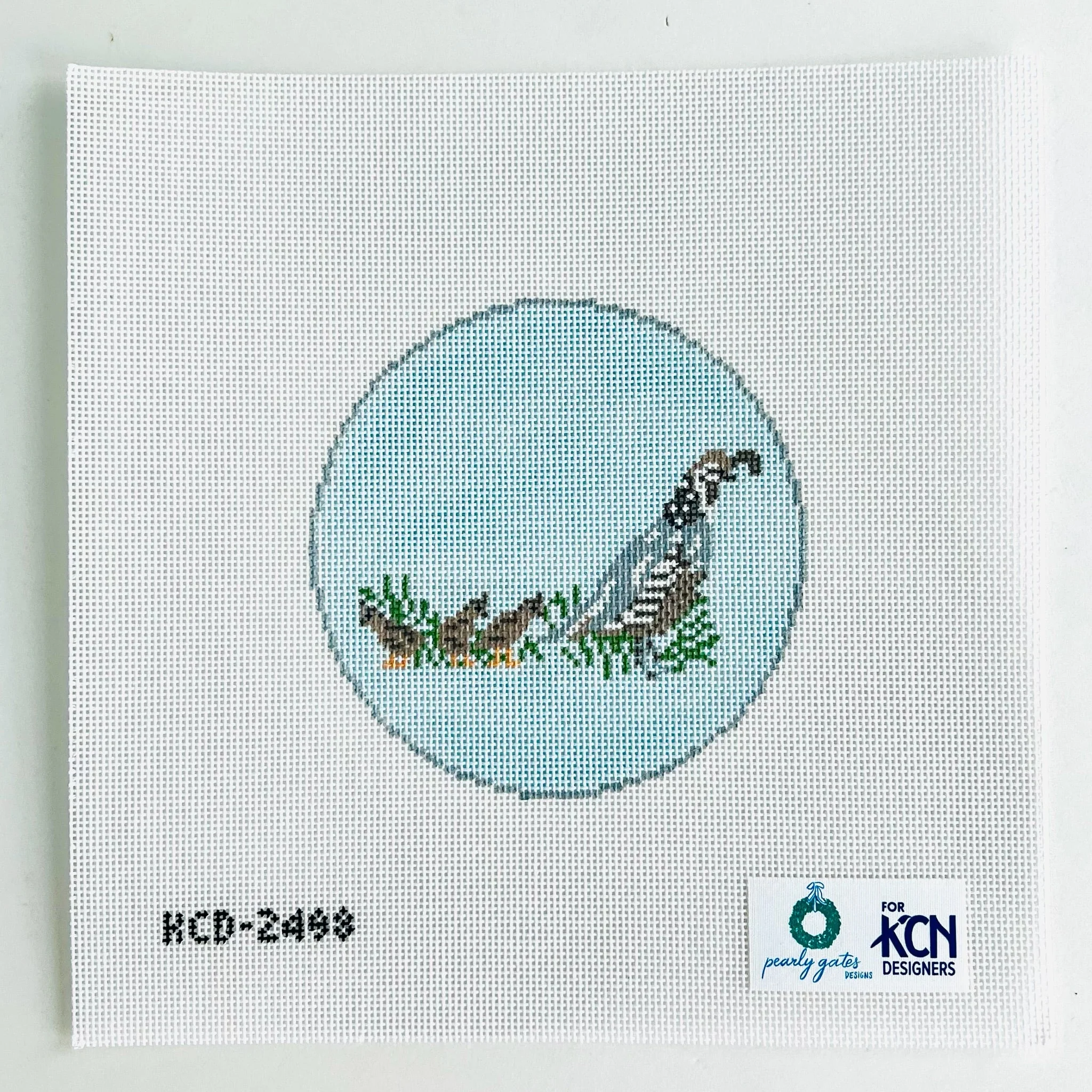 Hunting Quail Round Needlepoint Canvas