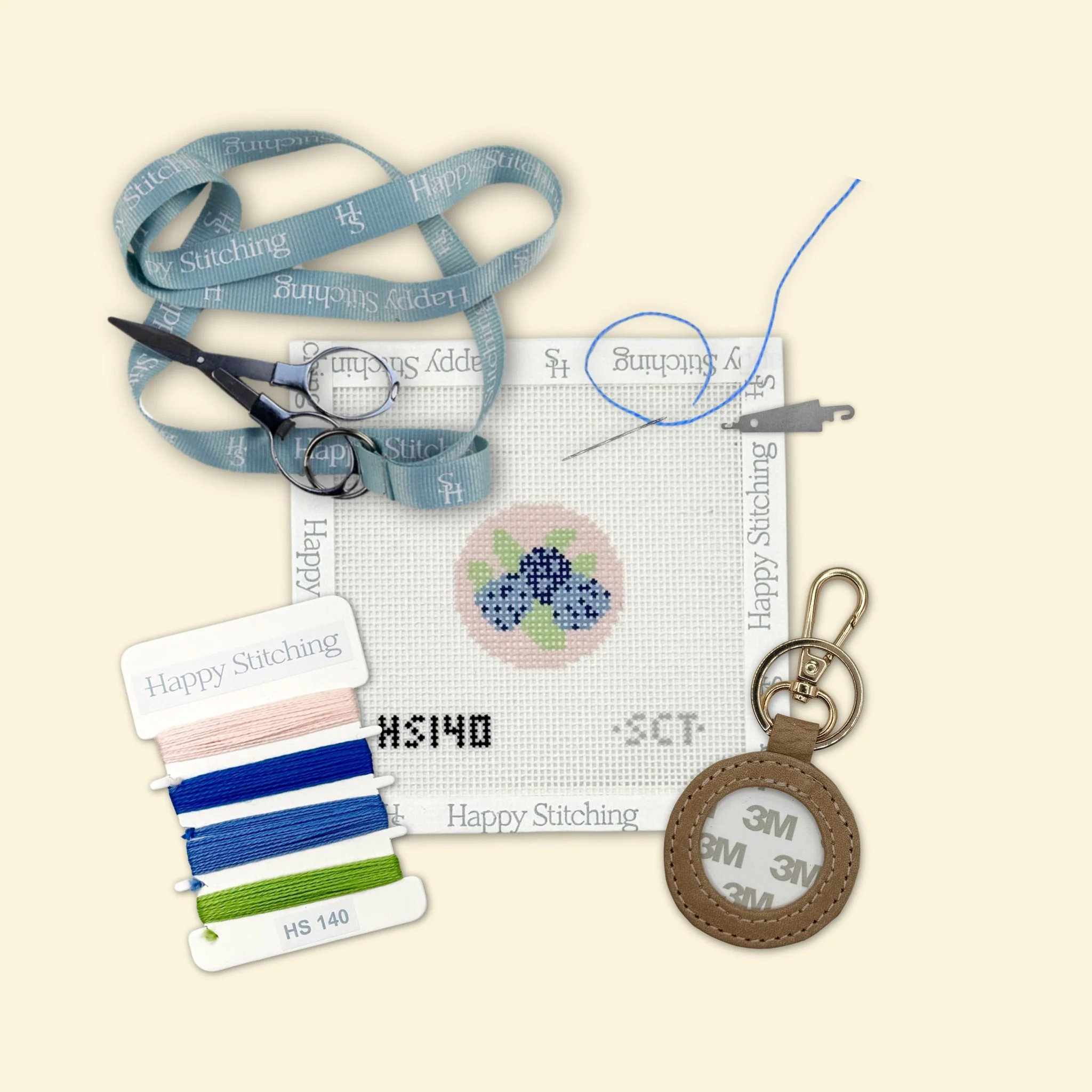 "Hydrangea Blue" Happy Stitching All-In-One Key Fob/Bag Tag Kit - Image 3