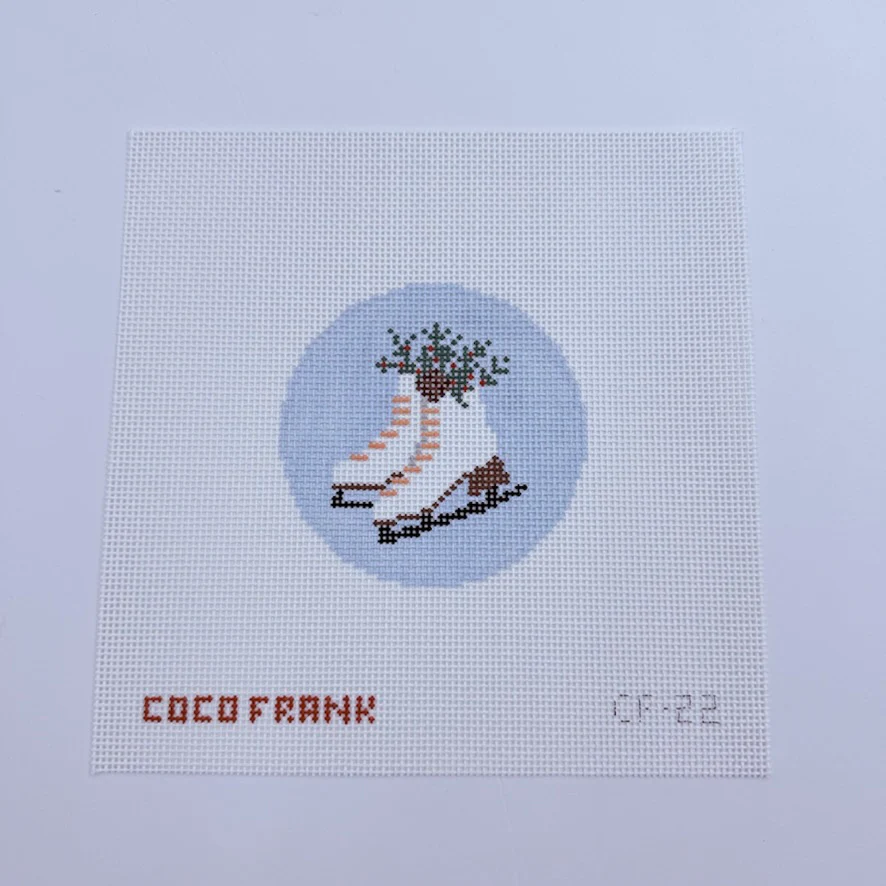 Ice Skates Round Canvas