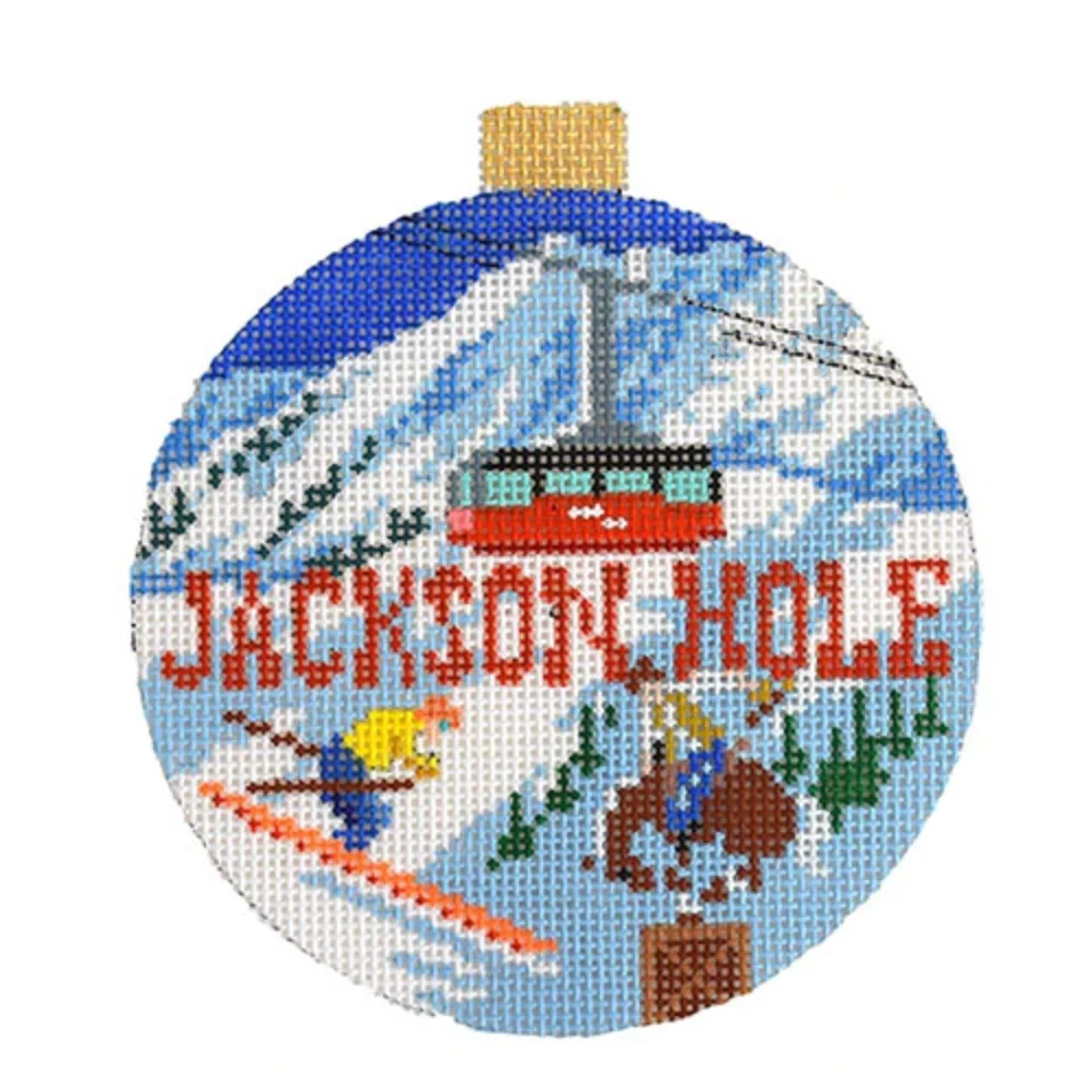 Jackson Hole Travel Round Needlepoint Canvas