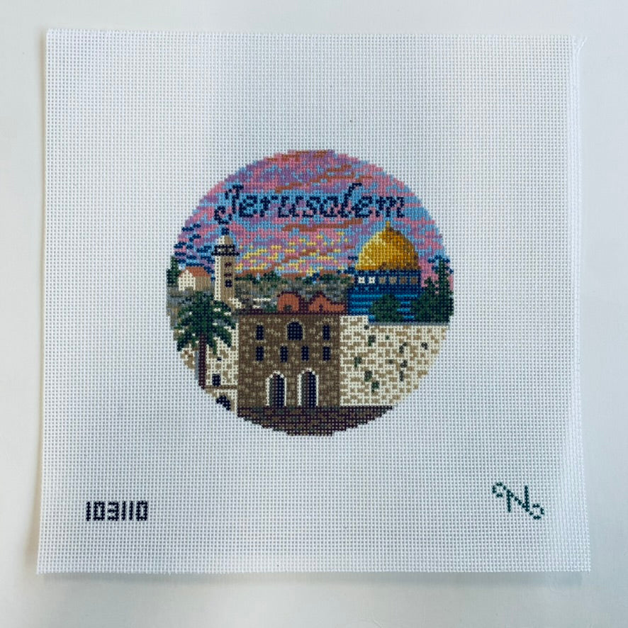Jerusalem Travel Round Canvas