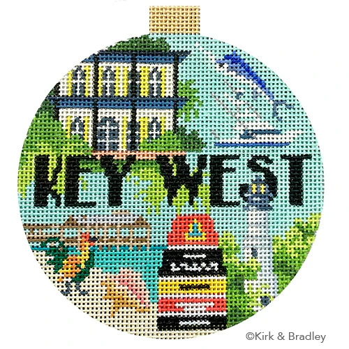 Key West Travel Round Needlepoint Canvas