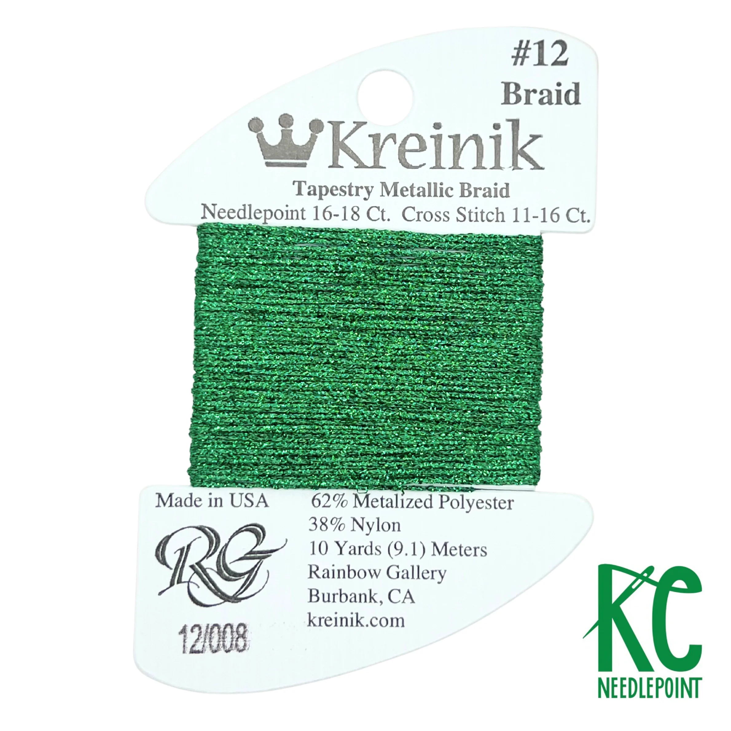 Kreinik Card Size 12 008HL Green High Lustre