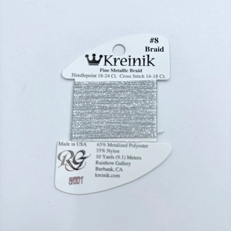 Kreinik Card Size 8 001 Silver