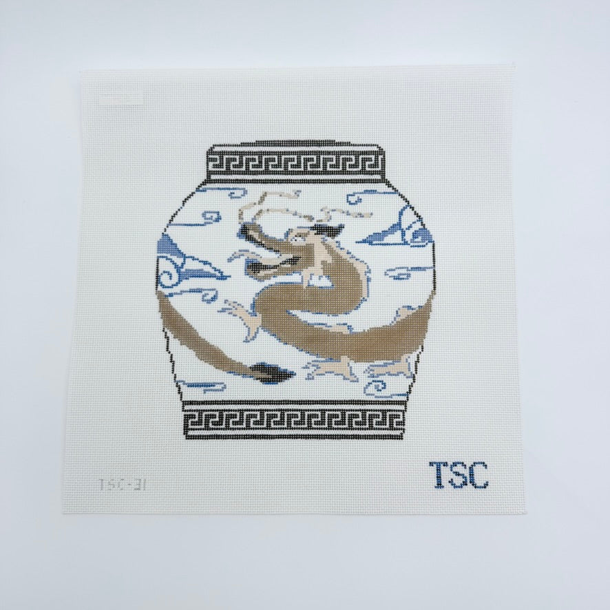 Large Brown Dragon Ginger Jar Canvas