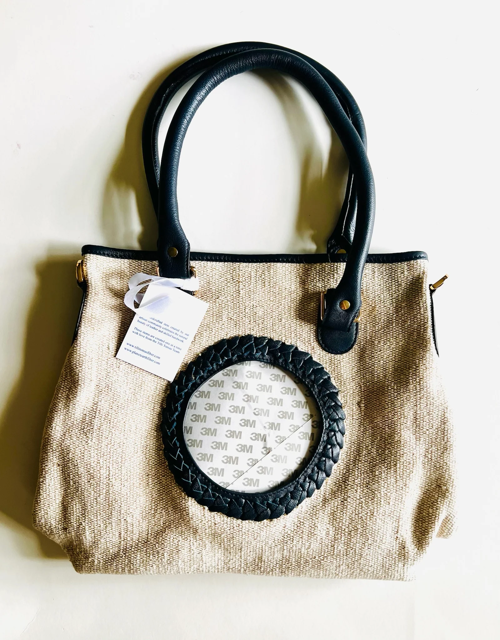Leather Trimmed Self Finishing Canvas Tote