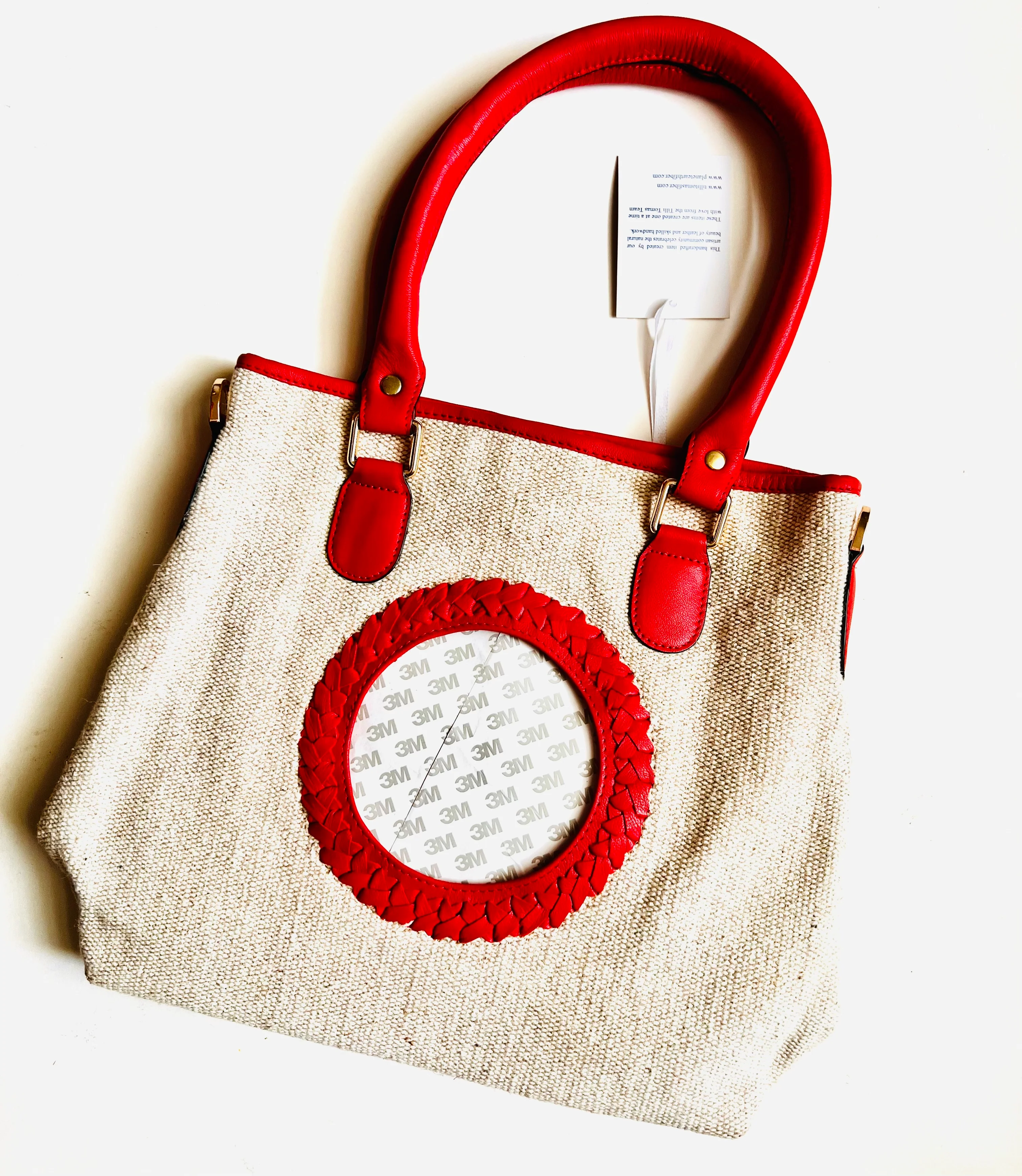 Leather Trimmed Self Finishing Canvas Tote - Image 2