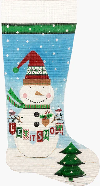 Let It Snow Snowman Stocking Canvas