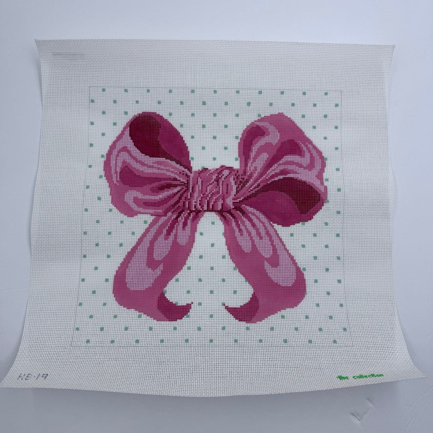 Lilly Pink Bow Needlepoint Canvas