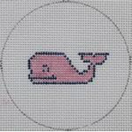 Pink Whale Round Canvas