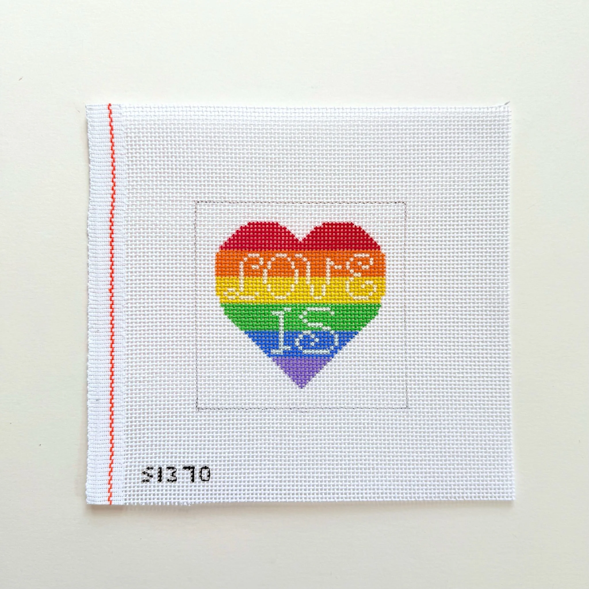 Love Is Rainbow Heart Needlepoint Canvas