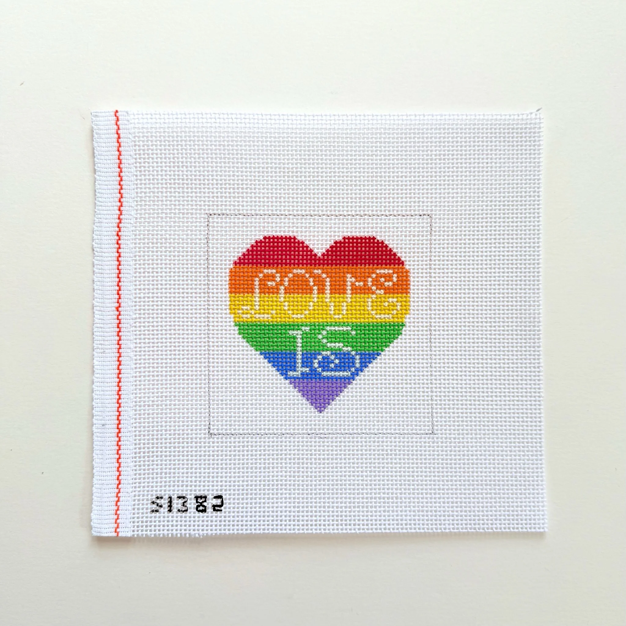 Love Is Rainbow Heart Needlepoint Canvas - Image 2