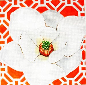 Magnolia on Tangerine Canvas