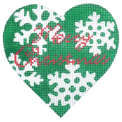 Green Merry Christmas Heart Canvas