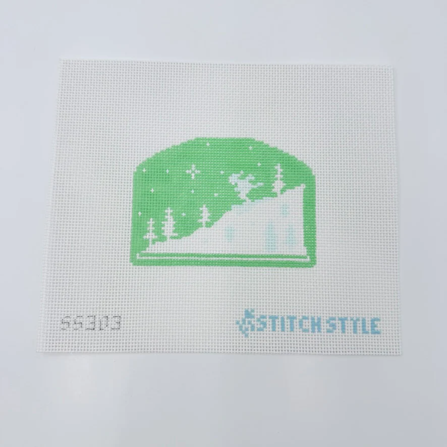 Mint Green Skiier Silhouette Canvas