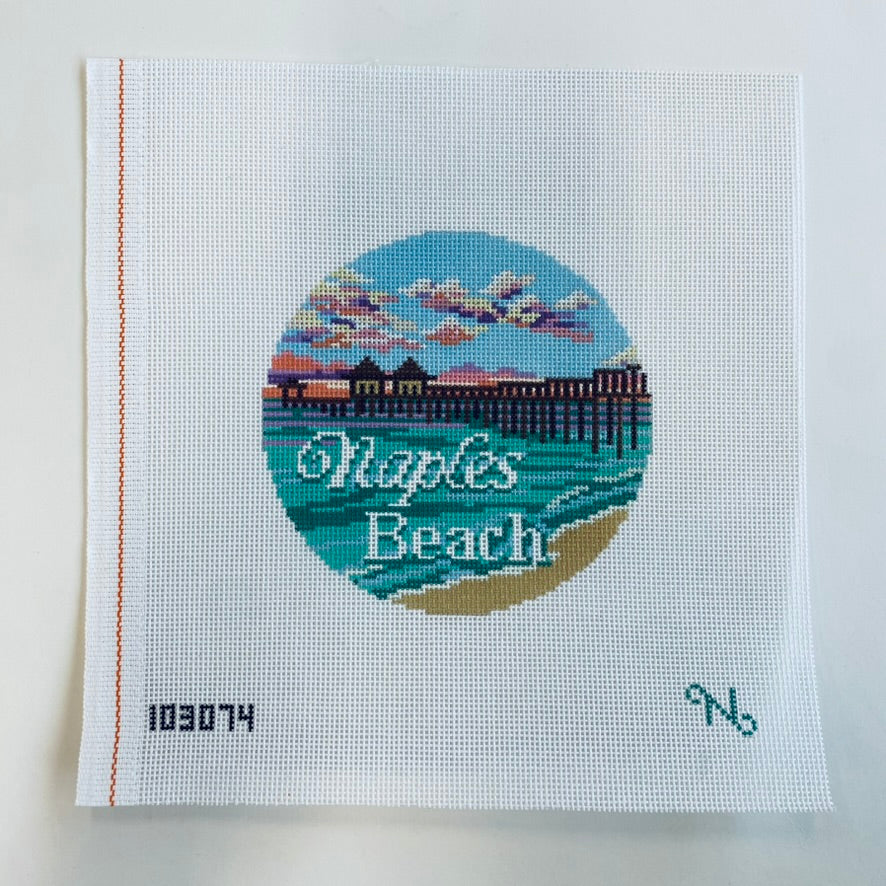 Naples Beach Travel Round Canvas