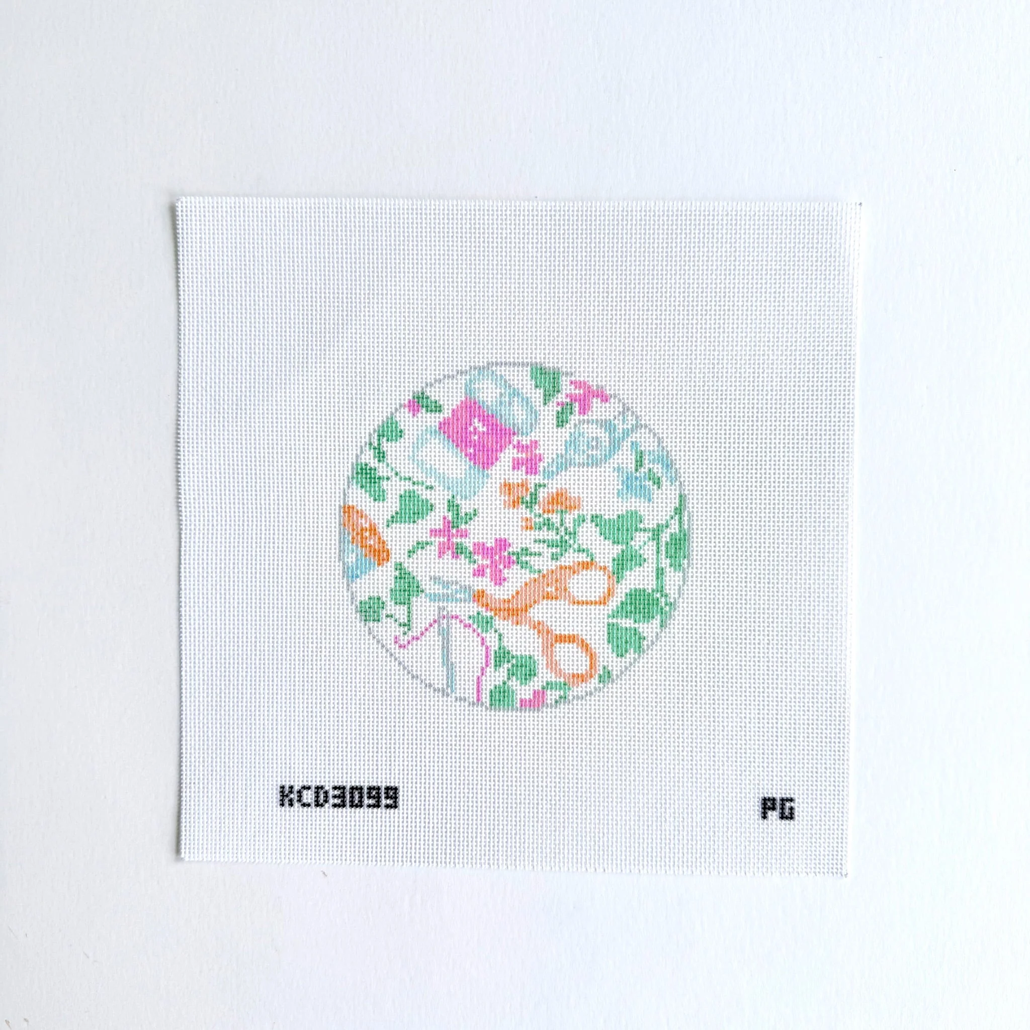 Needlepoint Print Round Canvas