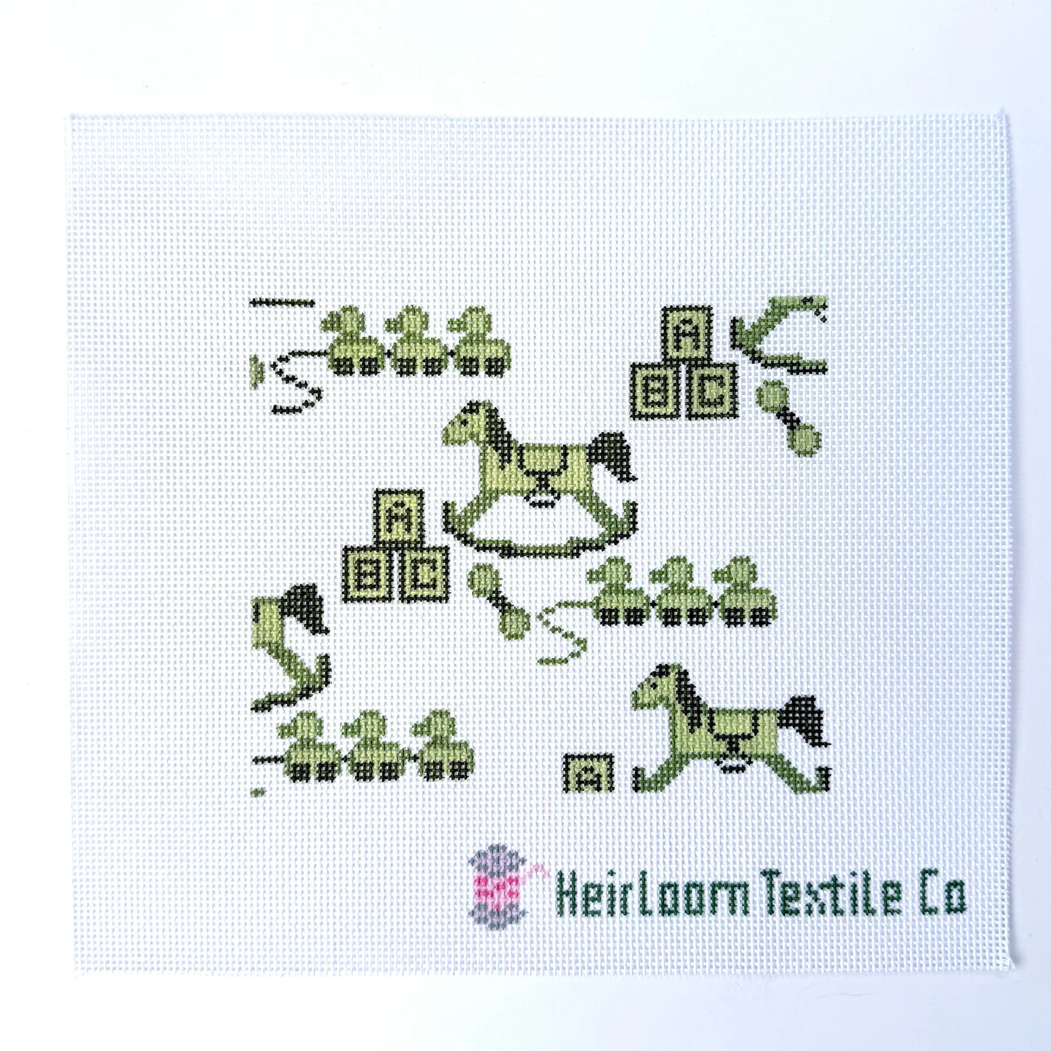 Nursery Toile - Green Needlepoint Canvas