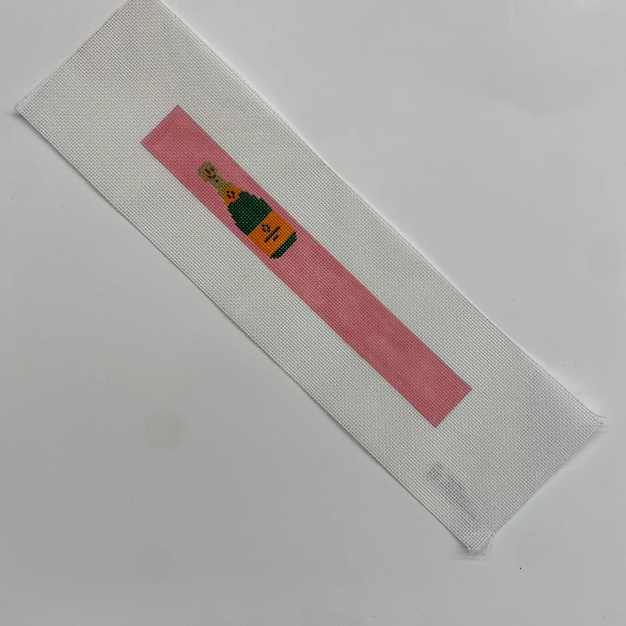 One Champagne Bottle on Pink Key Fob Canvas