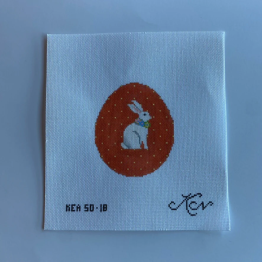 Orange Pin Dot Bunny Egg Canvas