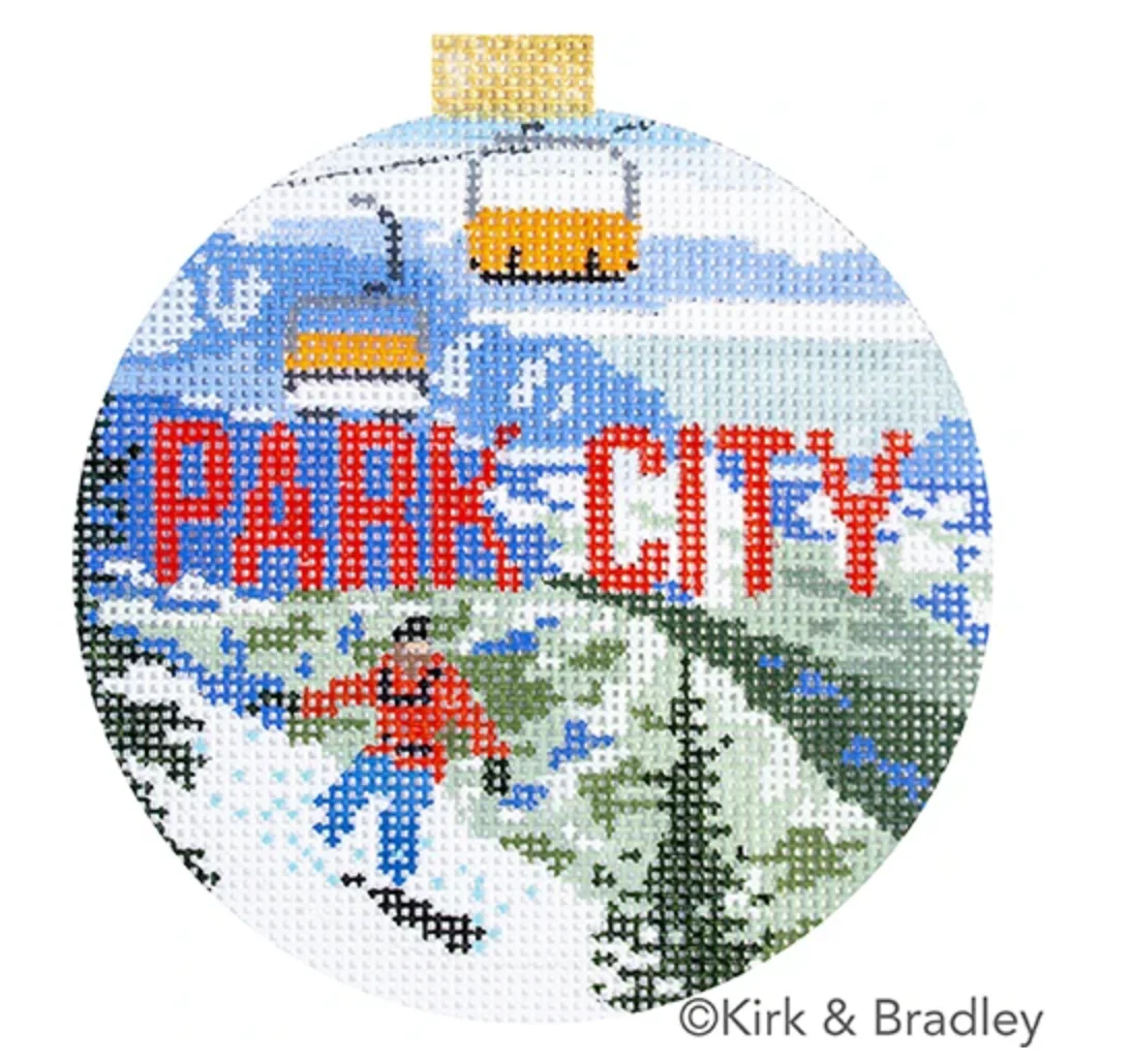 Park City Travel Round Needlepoint Canvas