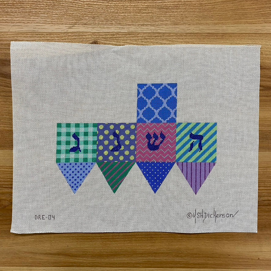 Patchwork of Patterns Dreidel Canvas