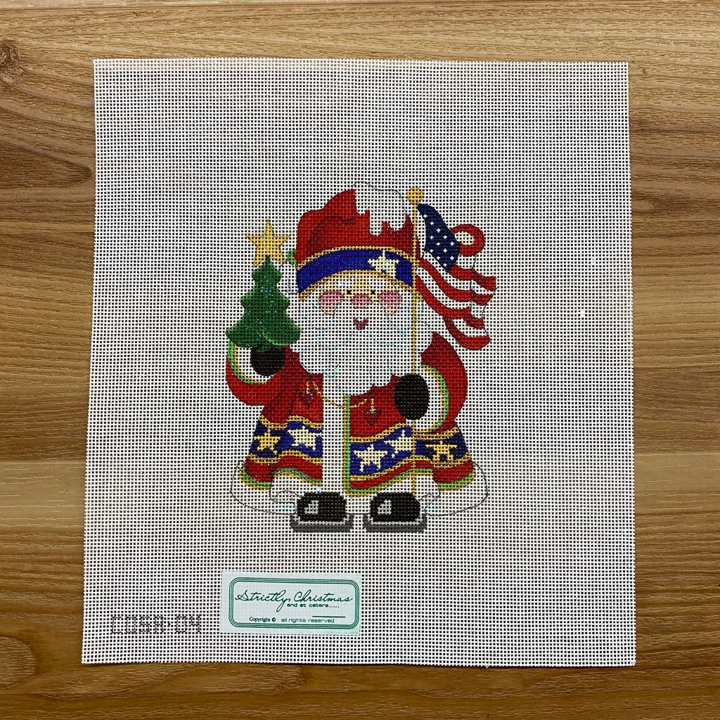 Patriotic Squatty Santa Canvas
