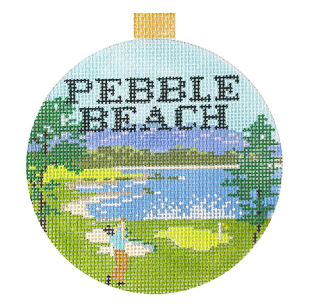 Pebble Beach Travel Round Needlepoint Canvas
