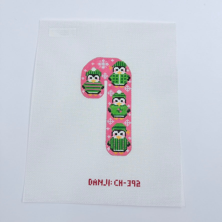 Penguin Candy Cane Canvas