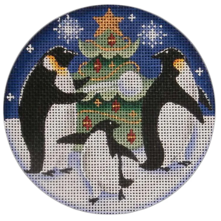 Penguin Christmas Round Canvas