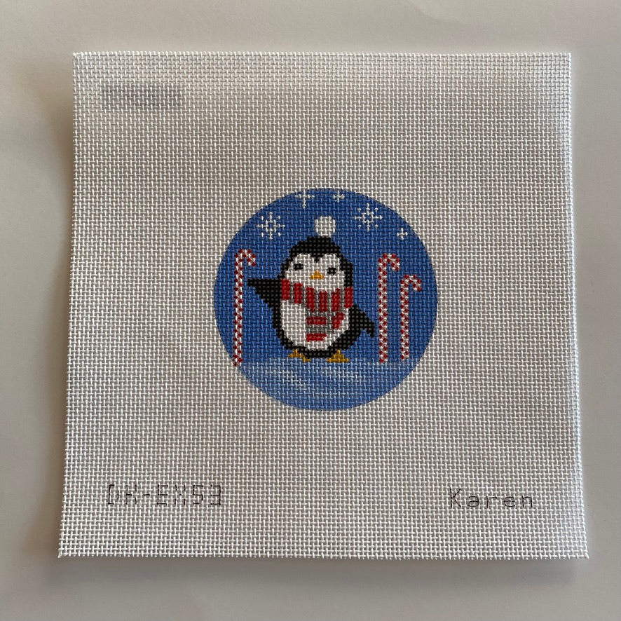 Penguin in Candy Cane Forest Canvas