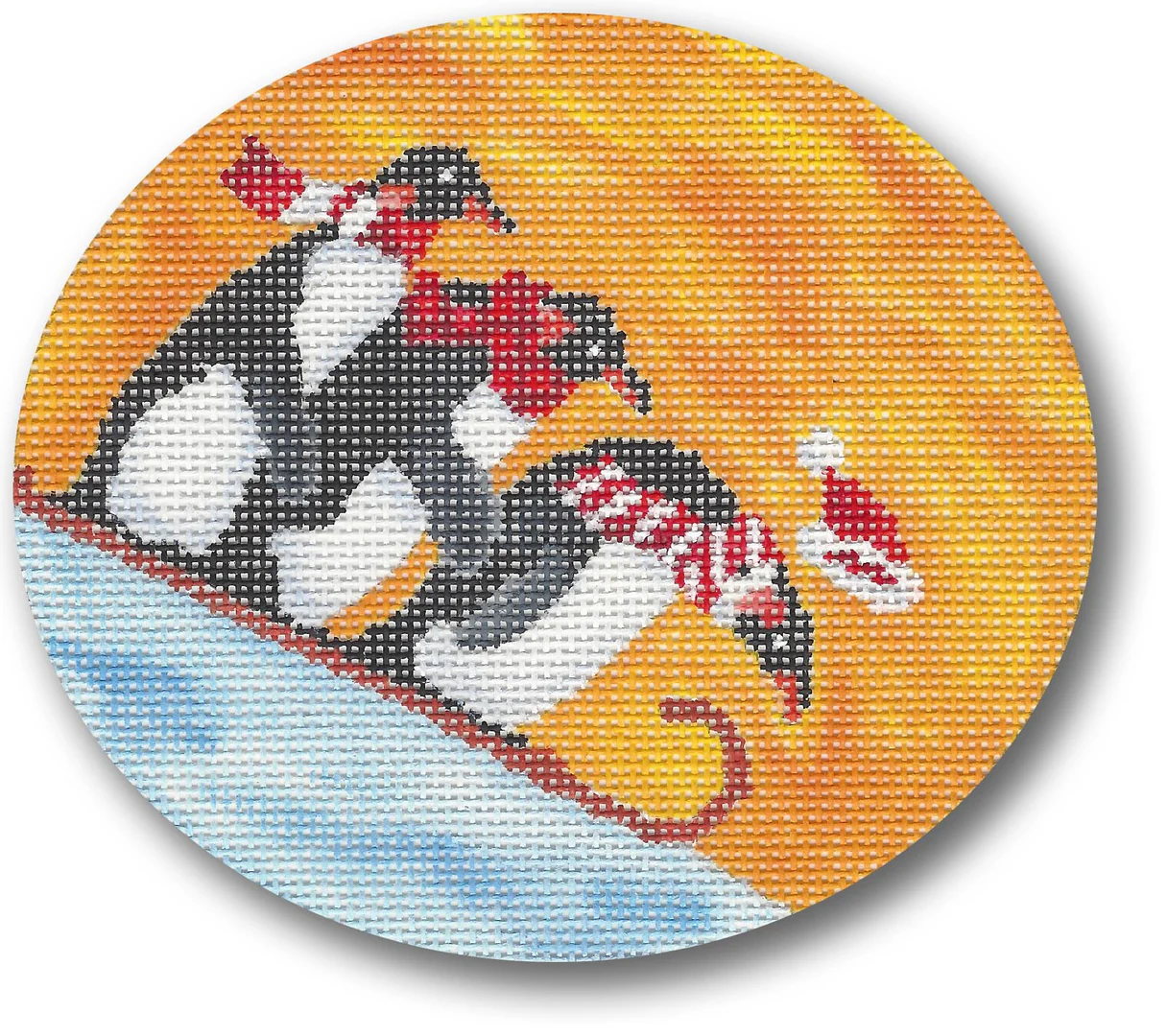 Penguins Sledding Canvas
