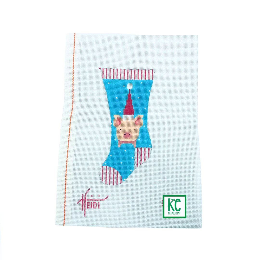 Pig with Hat Mini Sock Canvas