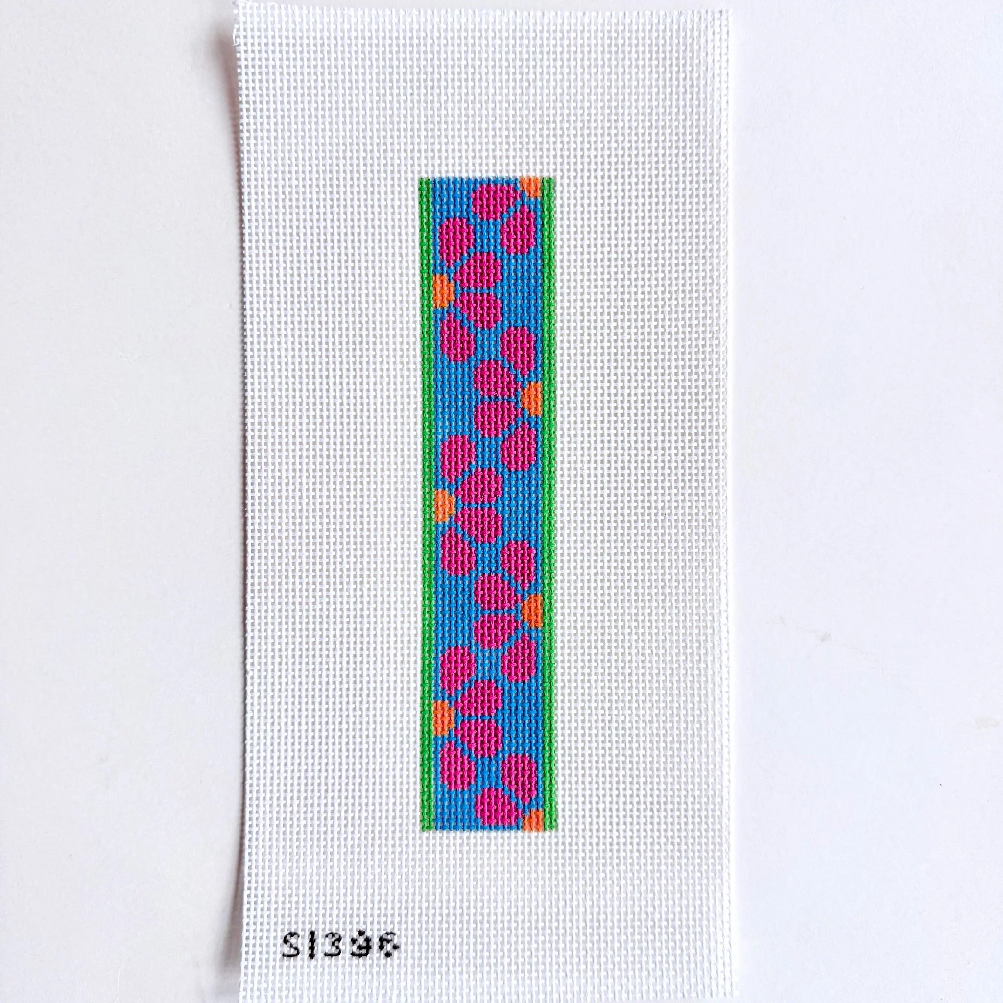 Pink Daises on Blue Key Fob/Bookmark Canvas