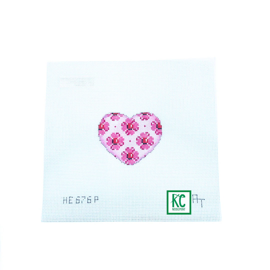 Pink Flowers Mini Heart Canvas