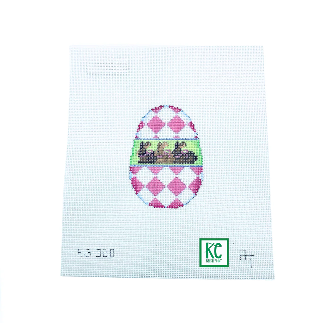 Pink Harlequin Bunny Egg Canvas