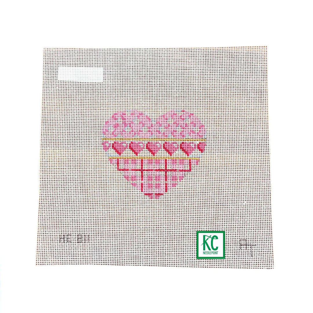 Pink Lattice/Plaid Heart Canvas