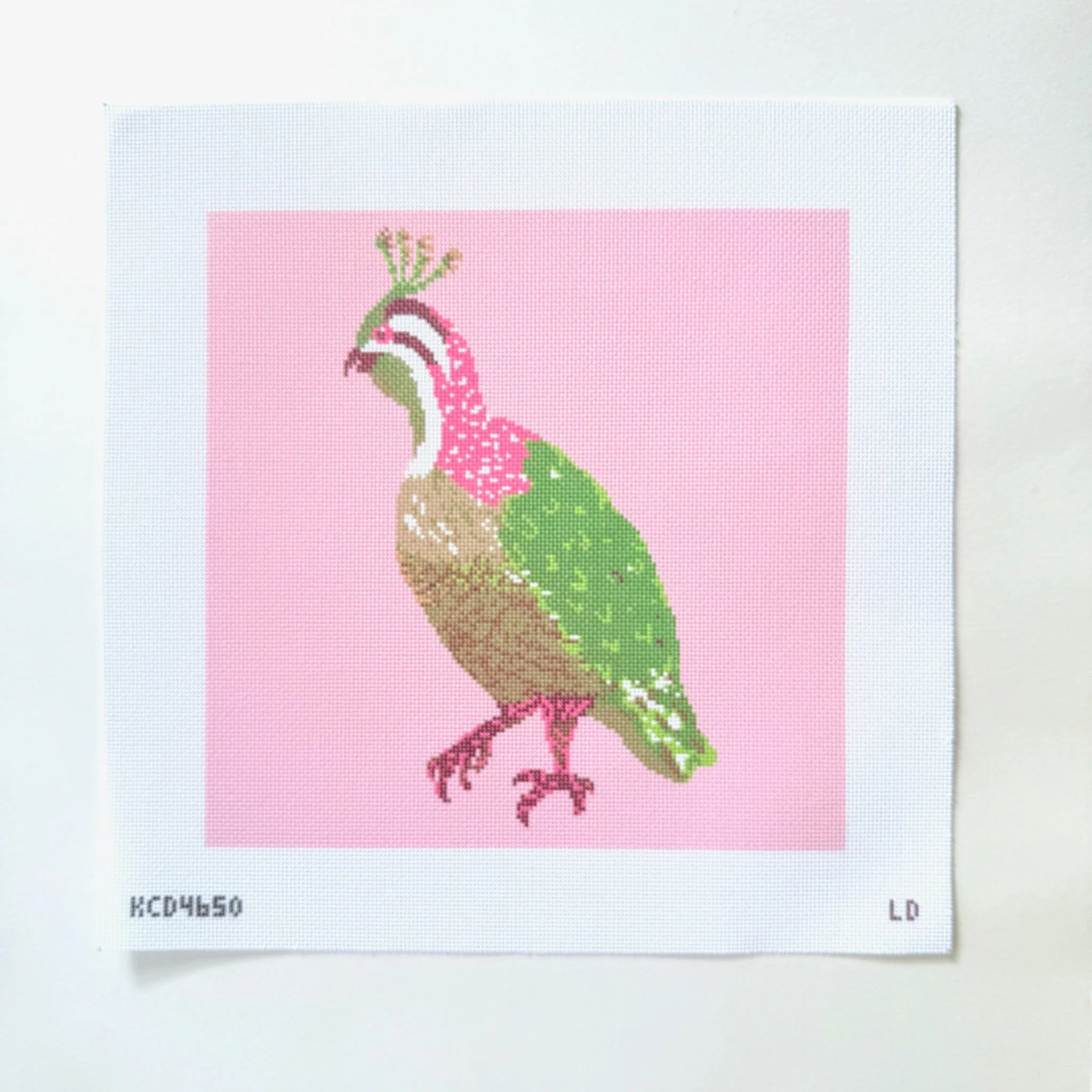 Pink Quail Needlepoint Canvas