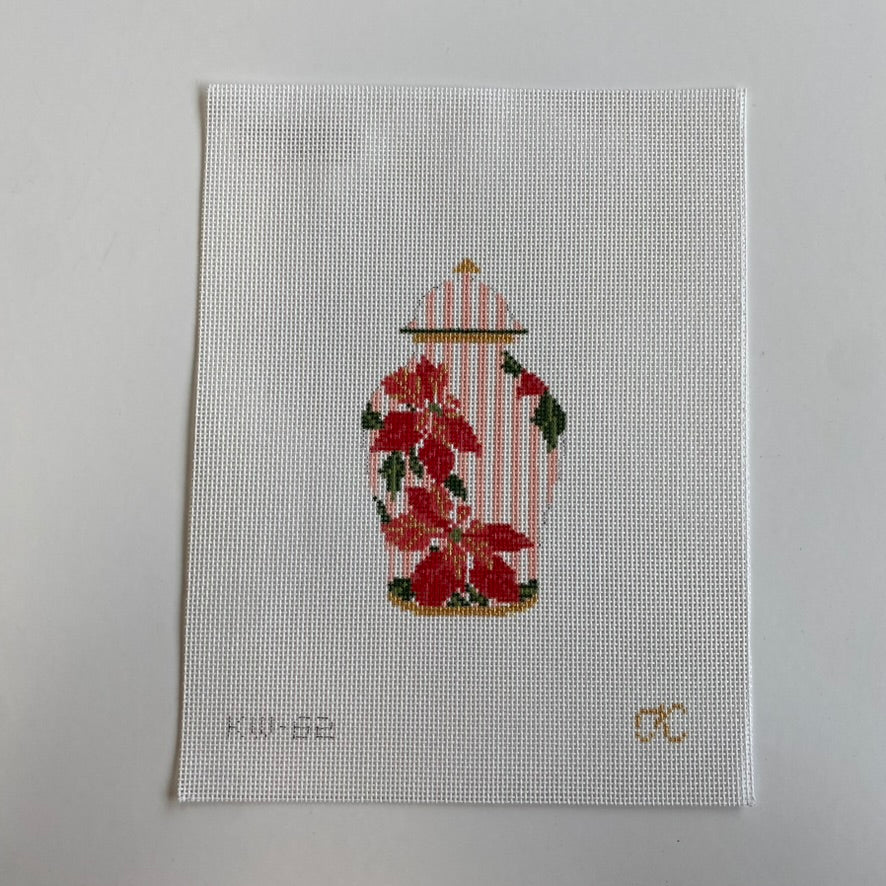 Poinsettia Ginger Jar Canvas