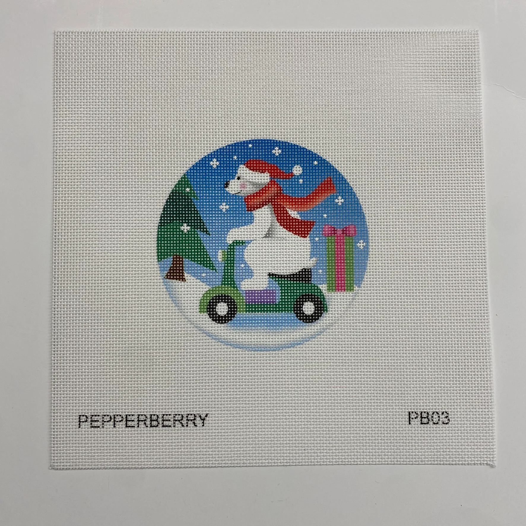 Polar Bear Scooter Ornament Canvas