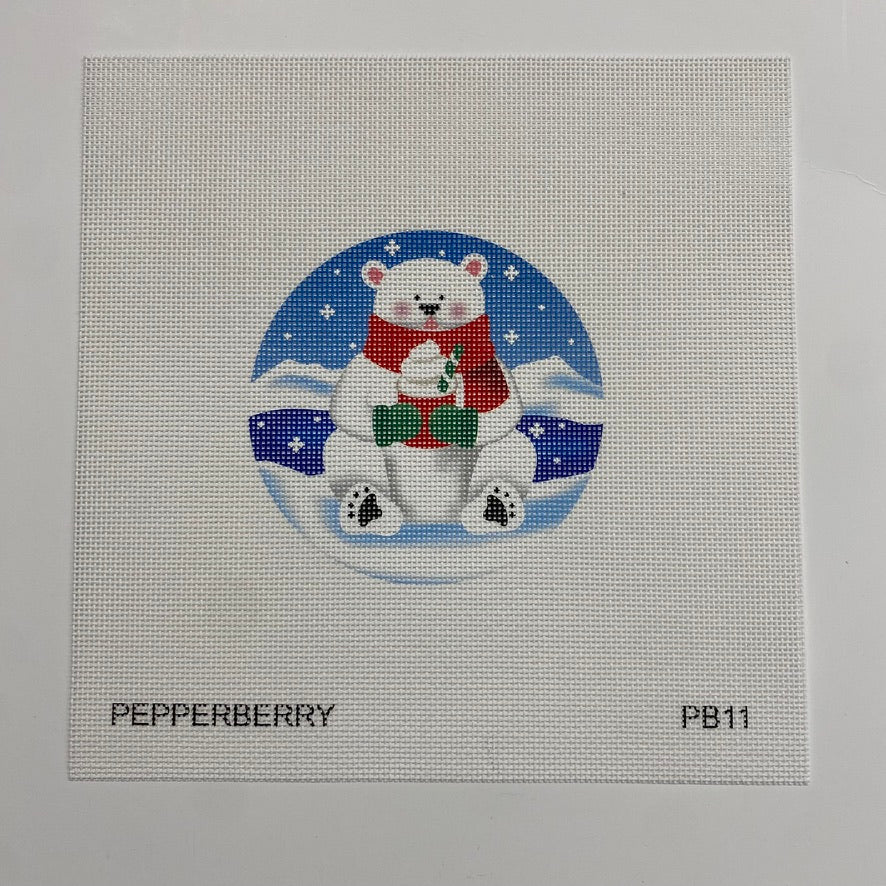 Polar Bear with Cup Ornament Canvas