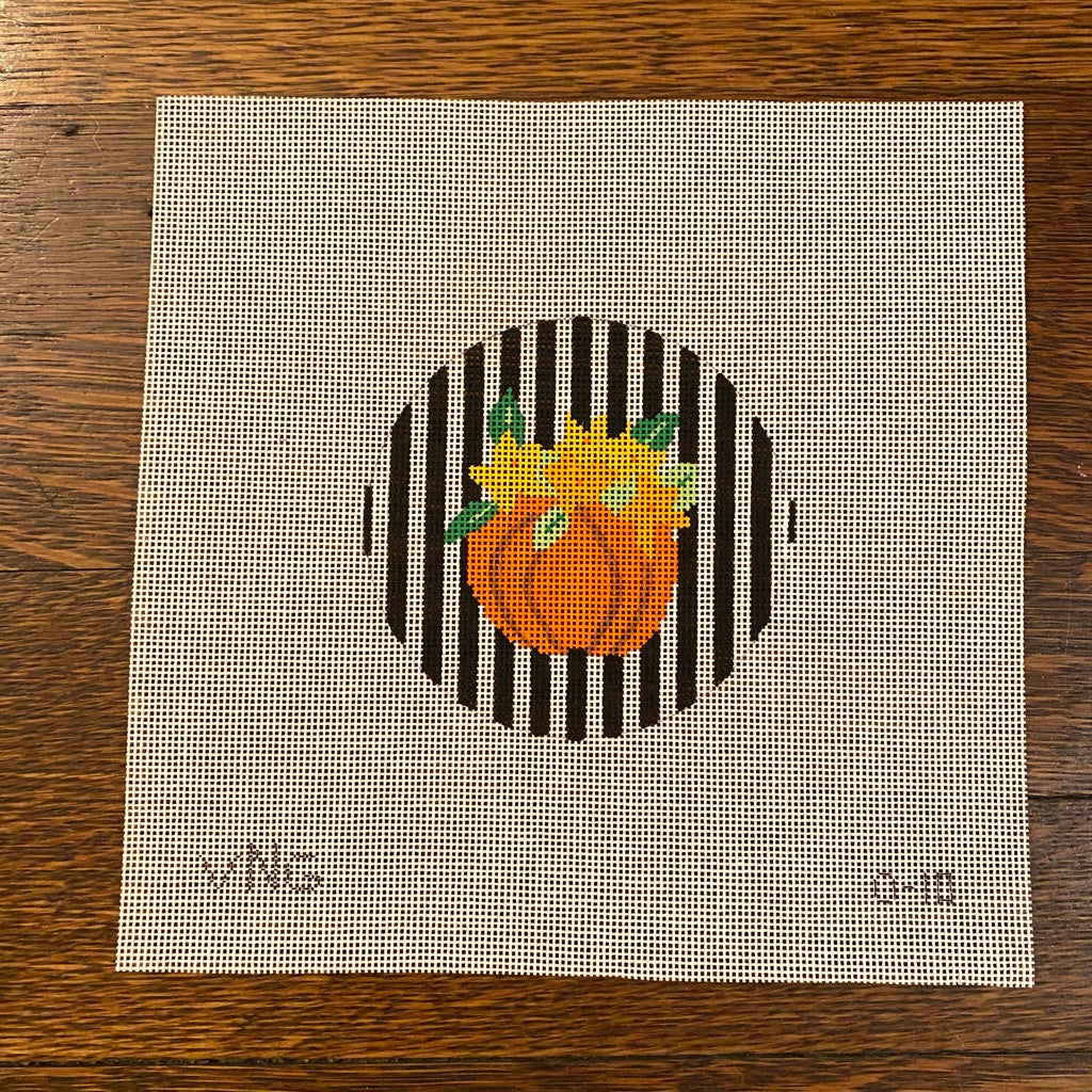 Pumpkin on Stripes Ornament Canvas