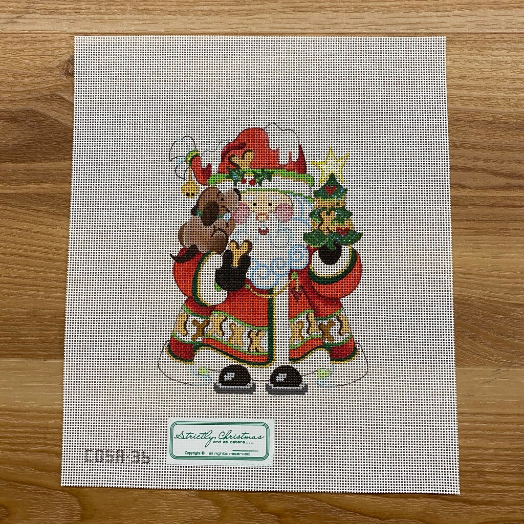 Puppy Dog and Bones Squatty Santa Canvas