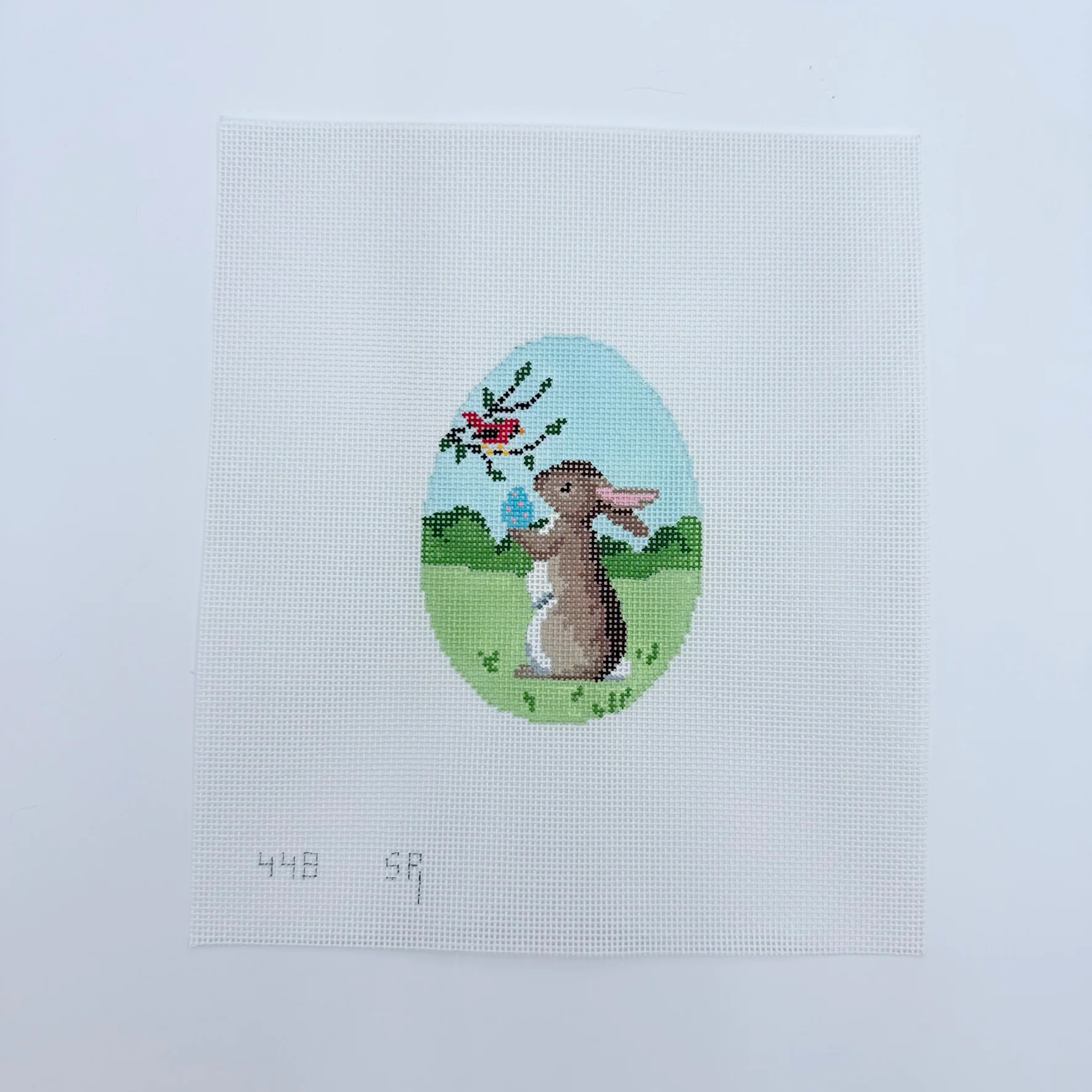 Rabbit with Cardinal Egg Canvas