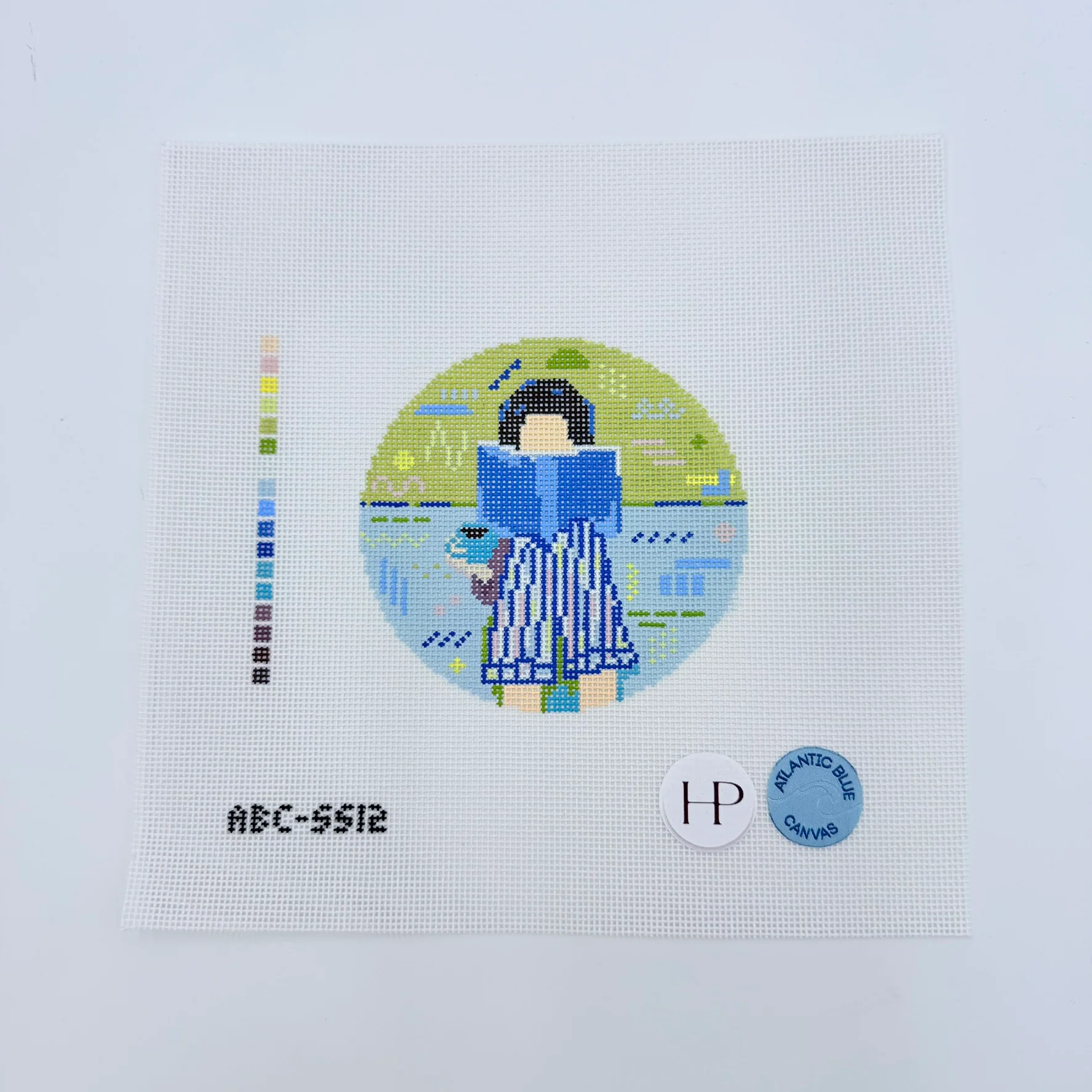 Reading Girl Round Canvas