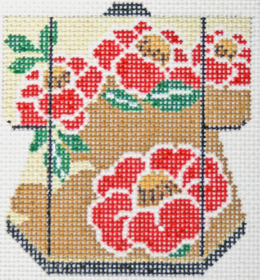 Red Blossom on Gold Petite Kimono Canvas