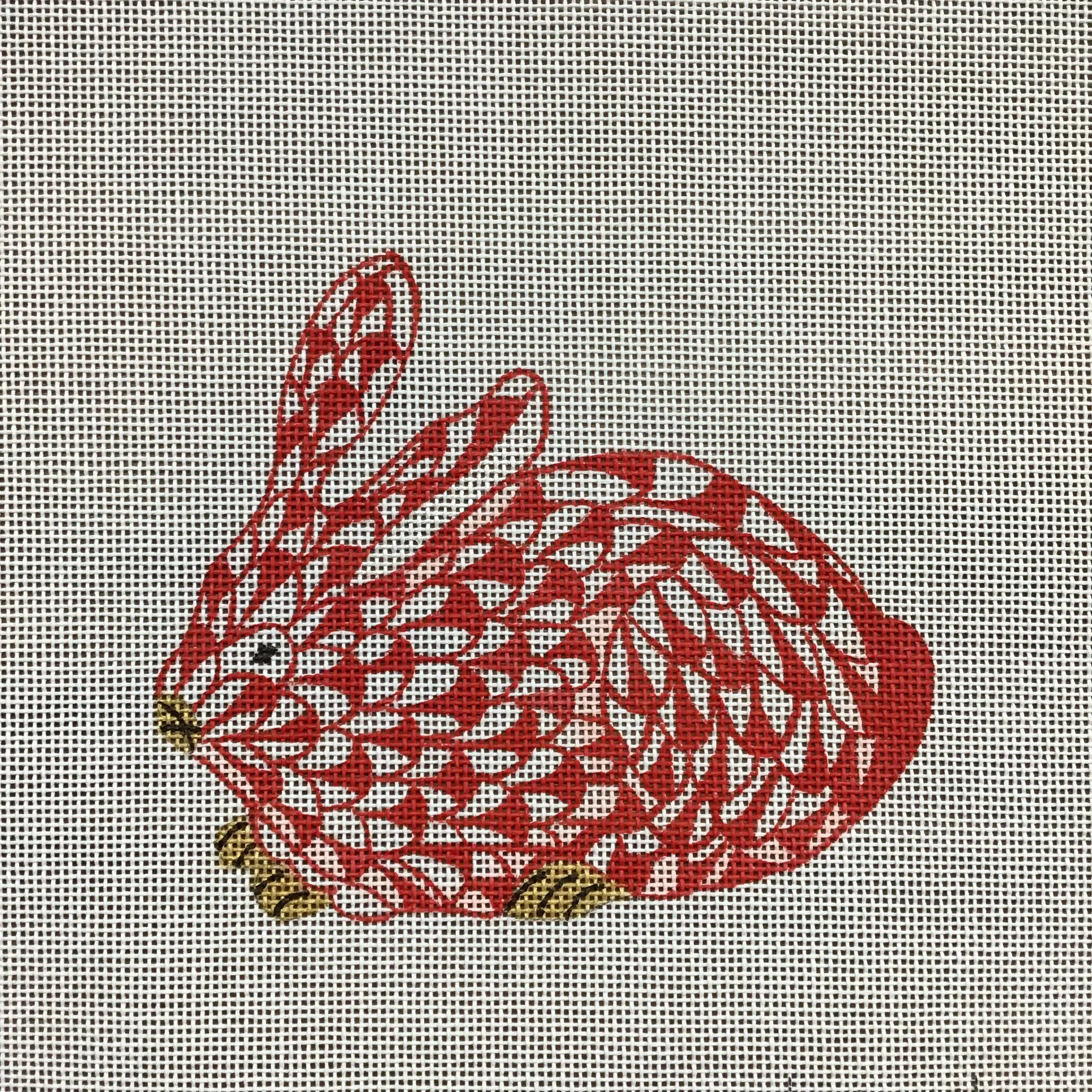 Red Bunny Needlepoint Ornament Canvas D