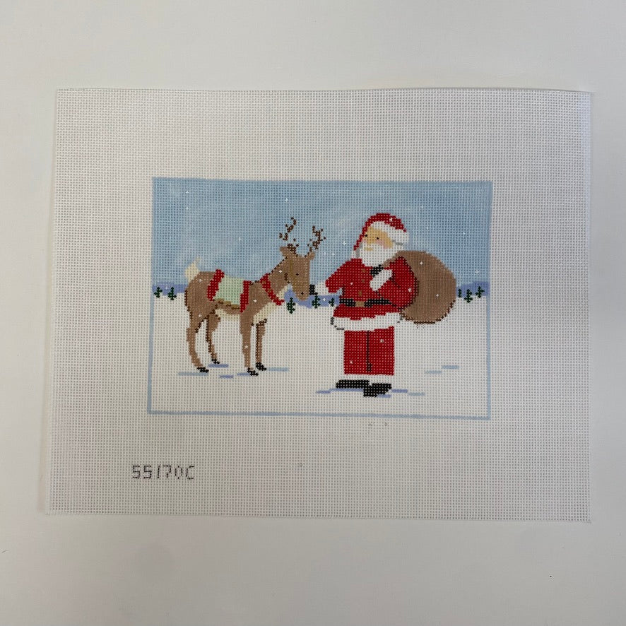 Reindeer and Santa Canvas