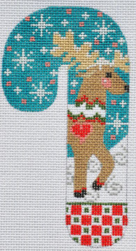 Reindeer Candy Cane Canvas