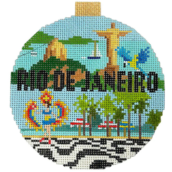 Rio de Janeiro Travel Round Needlepoint Canvas